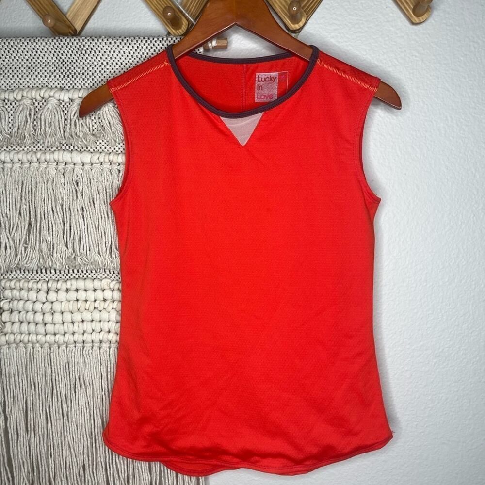 Lucky in love red mesh tank top XS